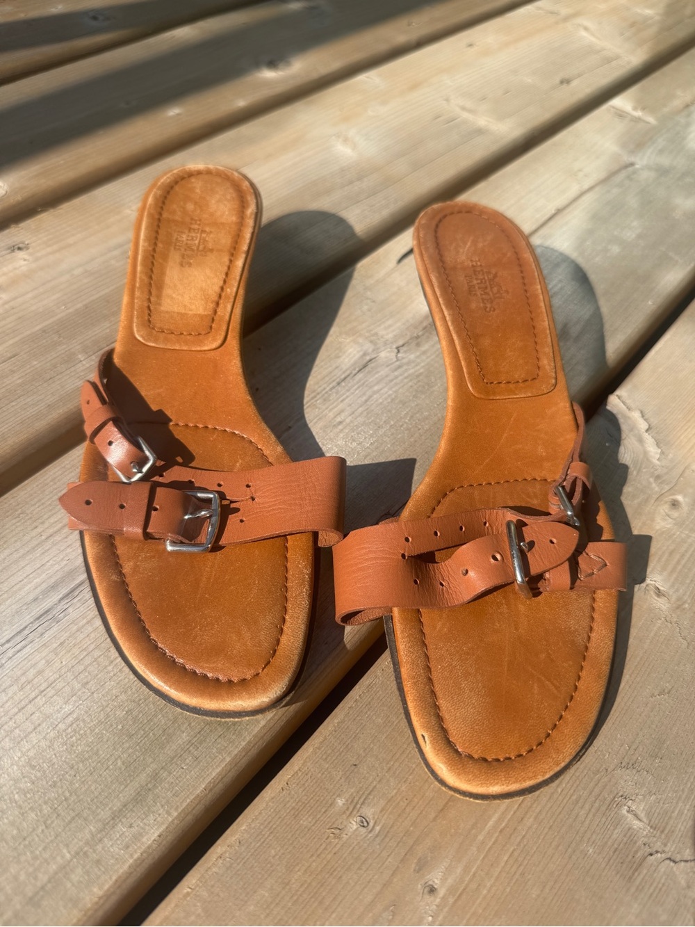 Hermes vintage leather kitten heel sandal - Picture 1 of 6